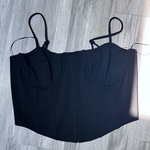 AKIRA black corset top soft knit stretch 1X NWT